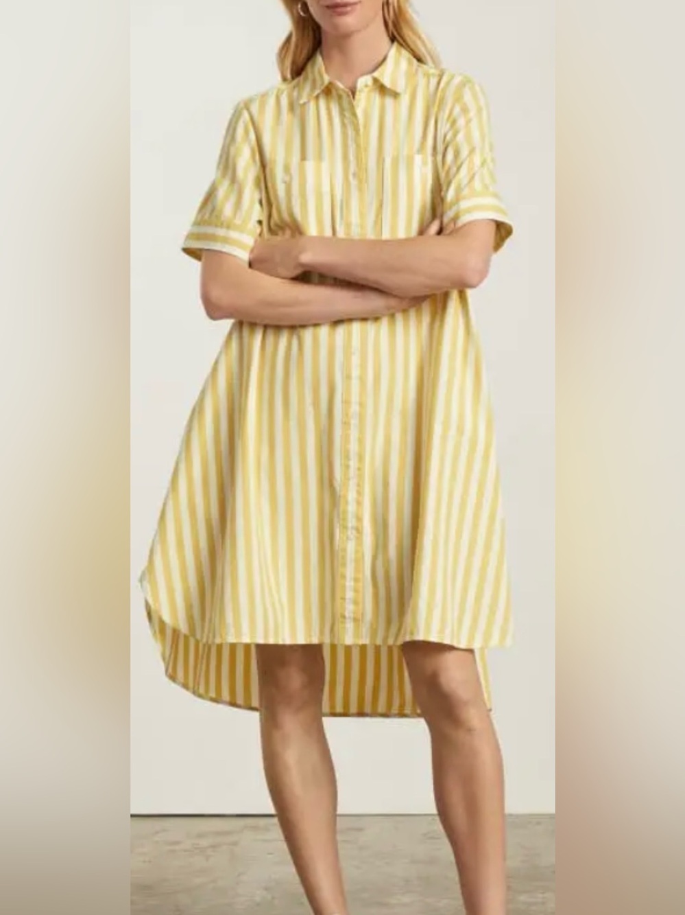 Everlane yellow striped shirt dress. XS 100% cotton